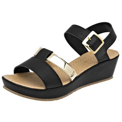 Diexca Sandalia para mujer negro dorado, código 94368-1