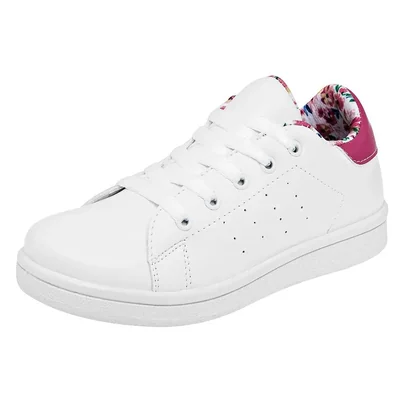 Leds Tenis urbano para mujer blanco fucsia, código 112409-2