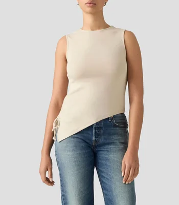 Playera cuello redondo sin mangas lisa Mujer