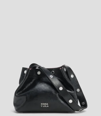 Bolsa Bucket Snaps mediana en piel Mujer