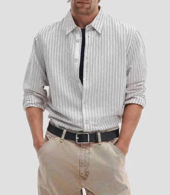Camisa con rayas manga larga Hombre