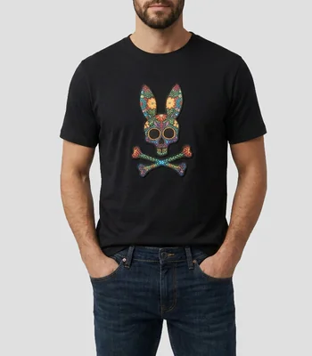 Playera cuello redondo manga corta con diseño estampado Hombre