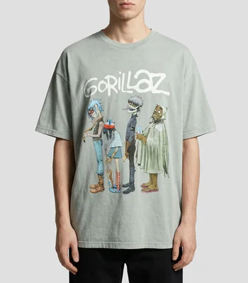 Playera cuello redondo manga corta con estampado Gorillaz Hombre