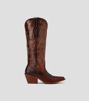 Botas Vaqueras altas Fénix en piel con tacón medio y ancho Mujer