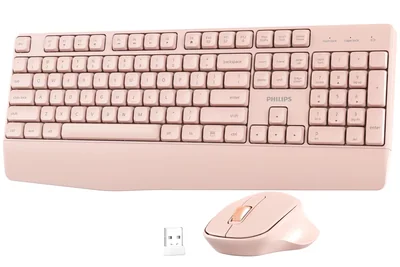 Combo Teclado Y Ratón Inalámbricos Philips Rosa 2.4ghz Silencioso - Venta Internacional.