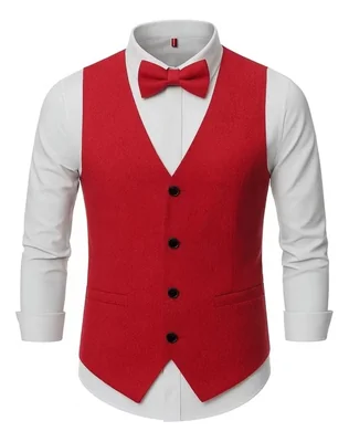 Chaleco Caballero Con Moño Peppermint Rojo Para Fiesta O Evento