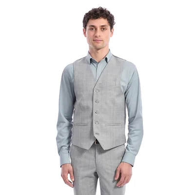 Chaleco Vittorio Forti Separates Cuadros Gris Medio 5 Botones Para Hombre