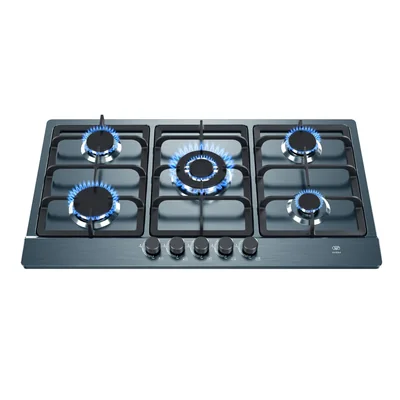 Parrilla de gas 5 quemadores 86 cm en acero inoxidable - negro satinado profundo