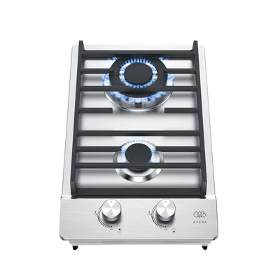 Parrilla de gas 2 quemadores 31 cm vertical en acero inoxidable - Seguridad inteligente anti-fugas