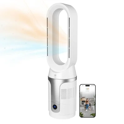 Ventilador calefactor sin aspas y purificador 3 en 1, oscilación 90° con WiFi