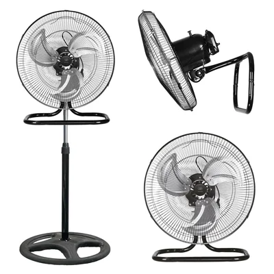Ventilador 3 en 1 de 3 velocidades, oscilación 90° con altura ajustable: pedestal, piso y pared