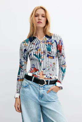 Jersey Floral Cuello Camisa