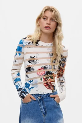 jersey estampado cuello redondo