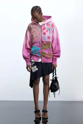 Sudadera cremallera flores