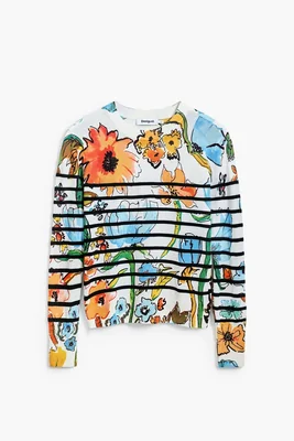 Jersey rayas flores