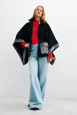 Poncho Denim Contraste