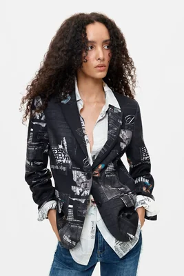 Blazer Estampada Patchwork