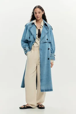 Gabardina denim cinturón
