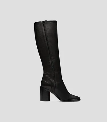 Botas largas Tabi en piel con tacón alto y ancho Mujer