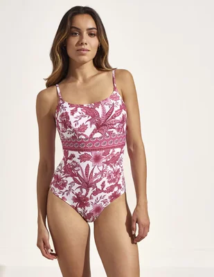 Traje de baño completo estampado floral para mujer