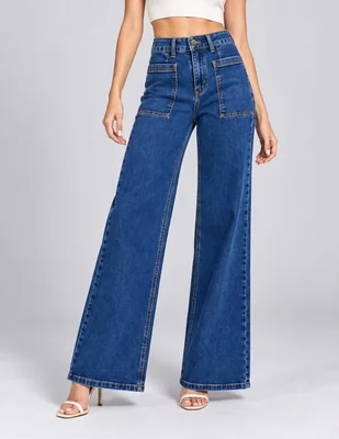 Jeans regular wide leg para mujer