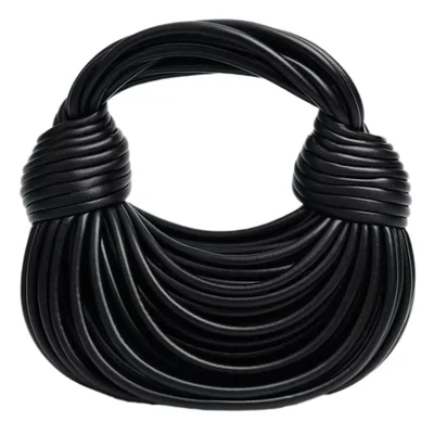 Bolso Gimue 26 cm negro con asa superior anudada
