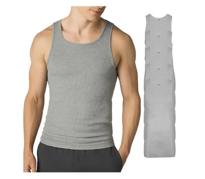Camiseta sin mangas Hanes XXL alta de algodón paquete de 5 gris