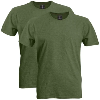 Camiseta Gildan G64000 Heather Military (2 unidades) Talla Mediana