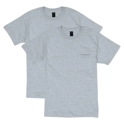 Camiseta Hanes Beefy‑T Pack de 2 – Acero Claro – Talla Grande