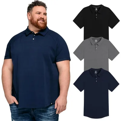 Camisas Polo STRONGSIZE 4XL Pack de 3 Negro/Azul Marino/Carbón