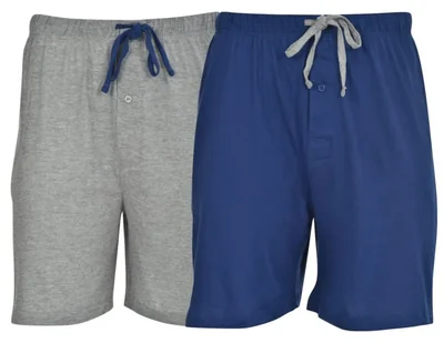 Shorts Hanes pack de 2 de algodón 19 cm Azul/Gris jaspeado Talla M