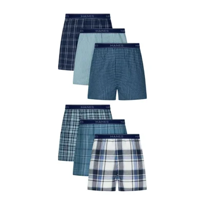 Calzoncillos tipo bóxer Hanes pack de 6 de mezcla algodón‑poliéster con absorción de humedad