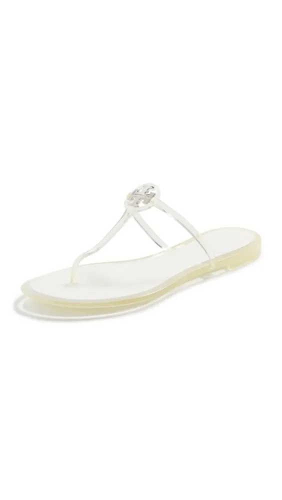 Sandalia Tory Burch Mini Miller Plateado Transparente talla 7 EE. UU.