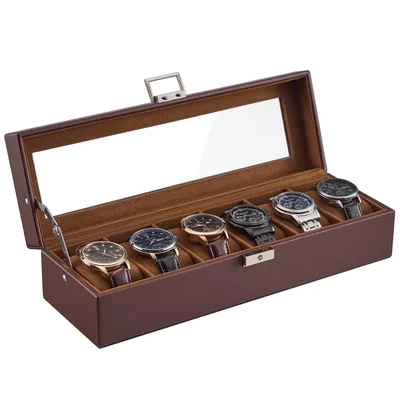 Caja Para Relojes Procase 6 Ranuras Para Hombre Organizador De Cuero Pu - Venta Internacional.
