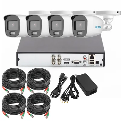 Kit Cámaras de Vigilancia a Color 24hrs Colorvu con Micrófono 1080p Full Hd Hilook