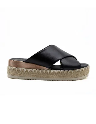 Plataformas Dahort Negro Alpargatas Piel Genuina Mujer