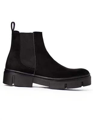 Botín Chelsea Caballero Vestir Piel Bota Hombre Chunky Negro Book