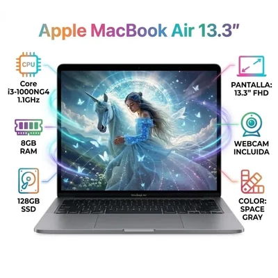 Apple MacBook Air Laptop Reacondicionada 13.3 Pulgadas Core i3 8 GB RAM 128 GB SSD Gris Espacial
