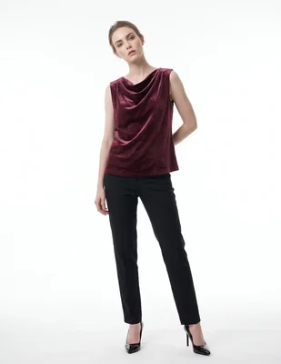 Blusa sin mangas cuello drapeado para mujer