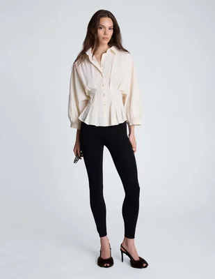 Blusa cintura smock manga larga para mujer