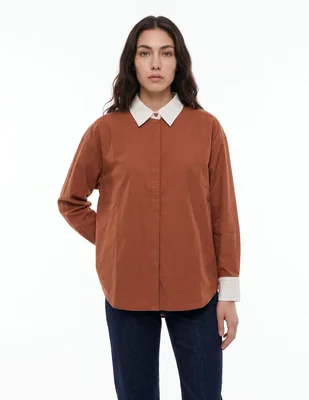 Camisa de algodón manga larga para mujer