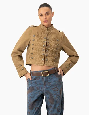 Chamarra casual de algodón para mujer