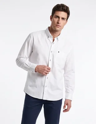Camisa casual de algodón manga larga para hombre