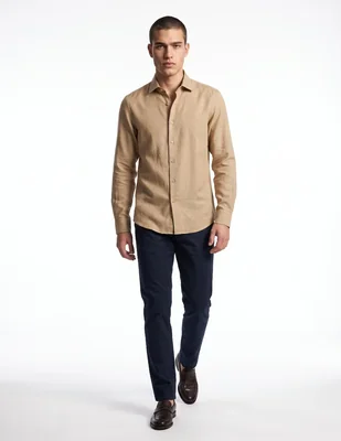 Camisa de vestir de algodón manga larga para hombre