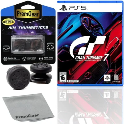 Juego Gran Turismo 7 para PS5 + Palancas de pulgar PremGear y paño de limpieza