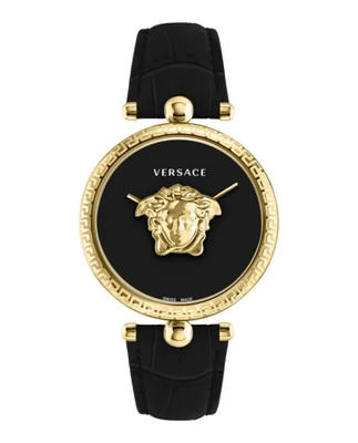Reloj Versace Palazzo 39 mm Dorado con Correa de Cuero Negra