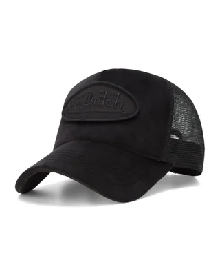 Gorra tipo trucker Von Dutch de terciopelo con cierre snapback y panel trasero de malla