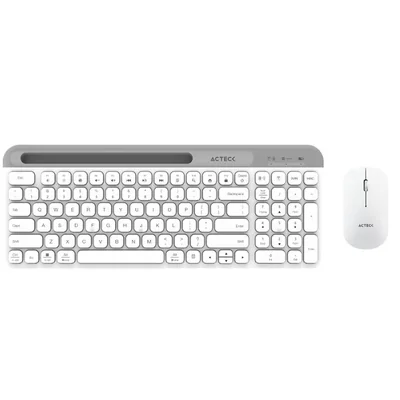Kit Teclado y Mouse Acteck Virtuos Silk Mk720 Inalambrico Usb-c Ac-936262 Color Blanco