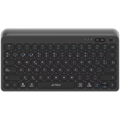 Teclado Multidispositivo Acteck Inspire Trek Ti737 Inalambrico Usb 2.4 Mhz + Bt 5.1 Tamaño 65% Negro/gris