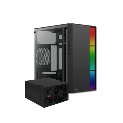 Gabinete Acteck Fusion Ii Gi440 M-atx Fuente 500W Micro Torre RGB Acrílico Negro Ac-935753